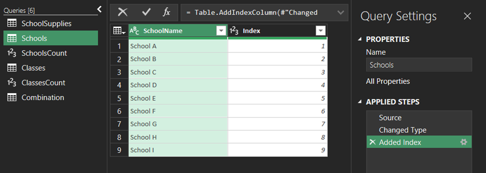 Power Query Index Column