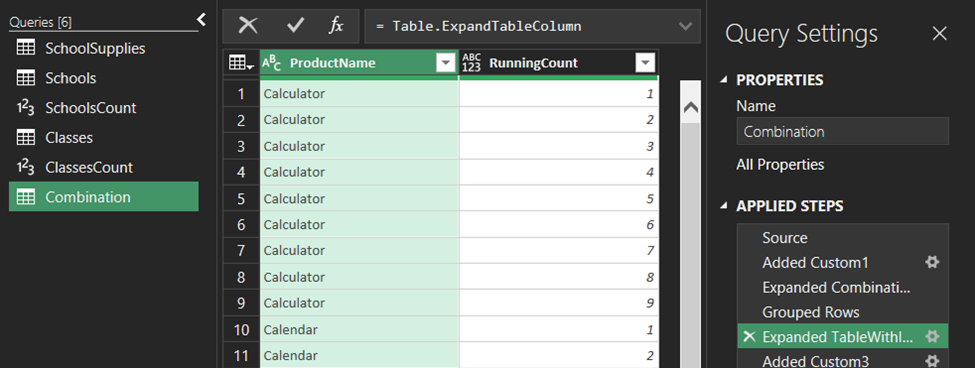 Power Query Running Count